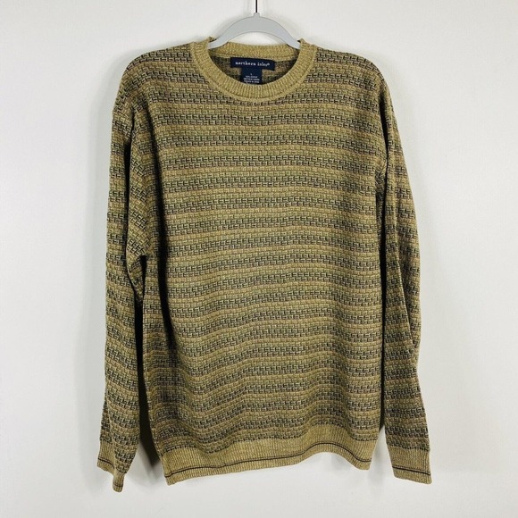 Northern Isles Size Large Crewneck Printed Pullover Sweater Brown